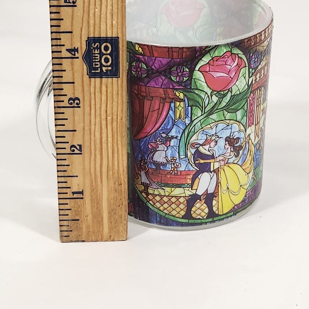 Disney Beauty & The Beast Belle Rose Window 17.5 Oz Stained Glass Coffee Tea Mug - Picture 6 of 8